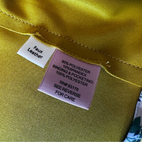 Philosophy Women’s Sz S Mustard Yellow Open Front Faux Leather Jacket Moto Style - Picture 3 of 10